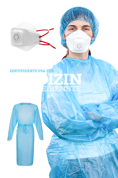 Pflegekraft mit Maske und Schutzanzug