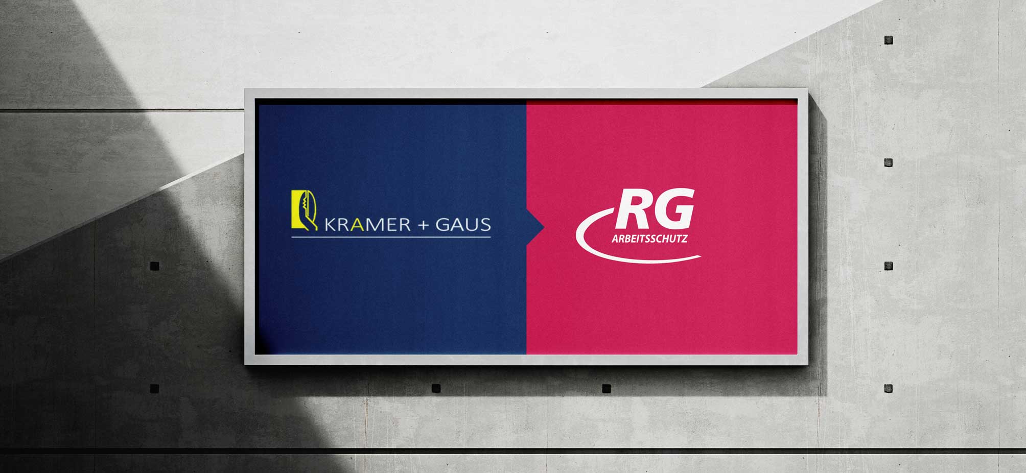 Schild mit den Logos Kramer und Gaus und RG Arbeitsschutz