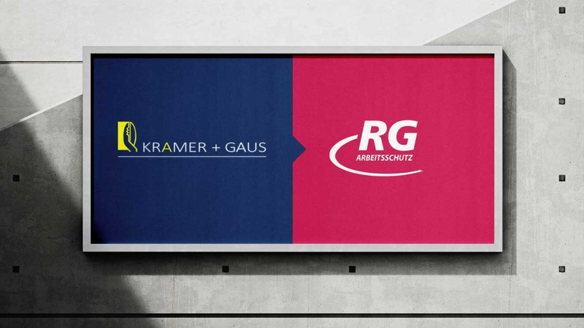 Schild mit den Logos Kramer und Gaus und RG Arbeitsschutz