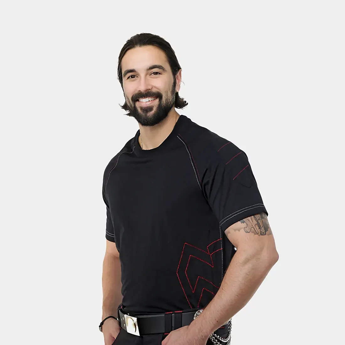 ROOFING XPERT T Shirt schwarz Vorderansicht am Modell